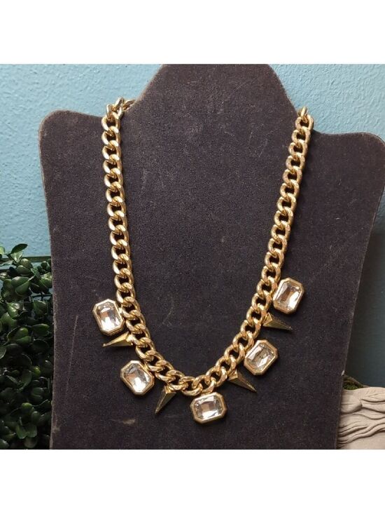 Jewelry - Gold and Silver Necklace with Crystal Pendants